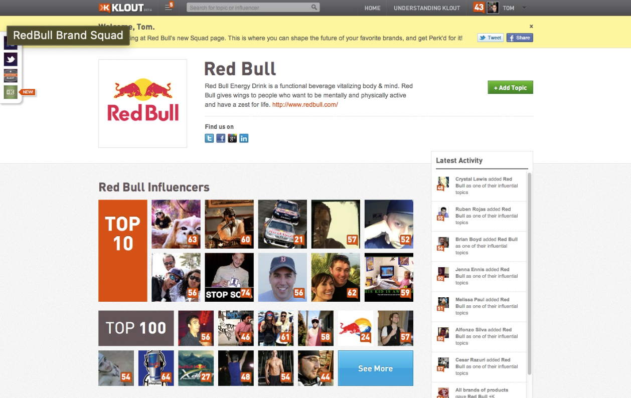 Klout Launches Topical Brand Pages